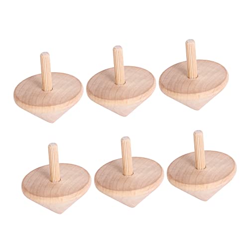 Toyvian 6 Stück Holz Kreisel Unvollendete Kreisel Blanchiert Almon Naturholz DIY Malerei Kreisel für Kleinkinder Kinder Erwachsene Ostern Geburtstagsfeier von Toyvian