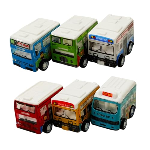 Toyvian 6 Stück Pull Back Bus Mini Lernspielzeug Frühes Lernspielzeug Zubehör Mini Schulbus von Toyvian