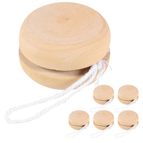 Toyvian 6 Stücke Holz YoYo Anfänger Jo-Jo Kinder Holzspielzeug Holzfiguren zum Bemalen Basteln Weihnachten für Geburtstag Party Mitgebsel von Toyvian