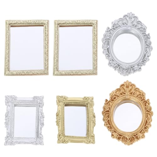 Toyvian 6 kleine Vintage-Spiegel: Miniatur-Puppenhaus-Dekorationen – Vintage-Rahmenspiegel, Miniaturmöbel – Puppenhaus-Wanddekoration mit Mehreren Szenen Toyvian 6 kleine Vintage-Spiegel: Miniatur-Puppenhaus-Dekorationen – Vintage-Rahmenspiegel, Miniaturmöbel – Puppenhaus-Wanddekoration mit Mehreren Szenen von Toyvian