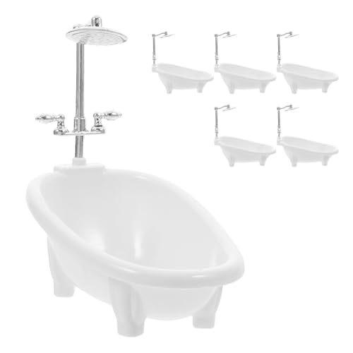 Toyvian 6-teilige Puppenhaus-Badewanne: Miniatur-Badewannenmodell mit Duschbrause, Simulation von Mini-Haus-Badezimmermöbeln, Spielzeug für Puppenhaus-Zubehör Toyvian 6-teilige Puppenhaus-Badewanne: Miniatur-Badewannenmodell mit Duschbrause, Simulation von Mini-Haus-Badezimmermöbeln, Spielzeug für Puppenhaus-Zubehör von Toyvian
