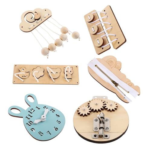 Toyvian 6-teiliges Set Vorschulspielzeug Hand-Auge-koordinationstafel Beschäftigtes Brett Montessori- -beschäftigung-Brett Lerntafel Aus Holz Montessori Lerntafel Hölzern von Toyvian