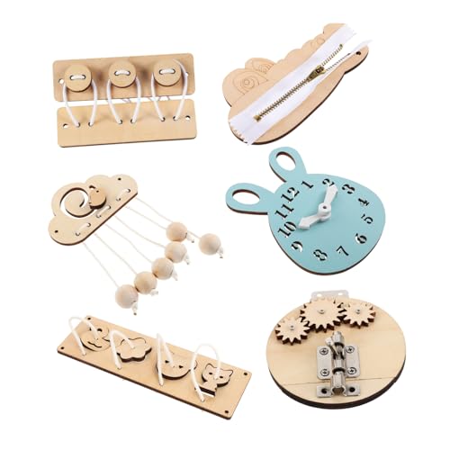 Toyvian 6-teiliges Set Vorschulspielzeug Pädagogisches Lernspielzeug Reisespielzeug Für Kleinkinder Sensorisches Brett Aus Holz Montessori Sensorische Tafel Lerntafel Aus Holz Hölzern von Toyvian