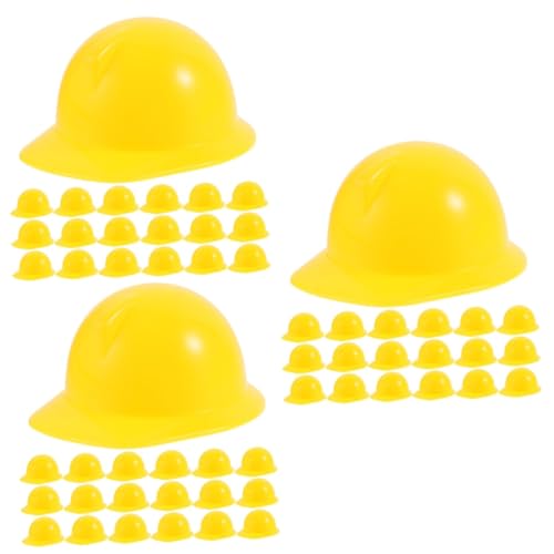 Toyvian 60 Stk Spielzeughelm Schutzhelm Bauhut für Minipuppen Puppenbaumütze Miniaturpuppenhut doll accessories Puppenkleidung Miniaturpuppenhelme Mini-Puppen-Hut Abs Yellow von Toyvian