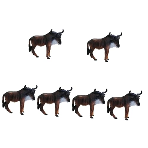 Toyvian 6St Afrikanisches GNU-Modell Wilde Tierfiguren Gnus Tierwelt Wildtierfiguren maßstabsgetreue Modelltiere Minitiere lebendige GNU-Dekoration GNU-Spielzeug Haushaltsdekorationen PVC von Toyvian