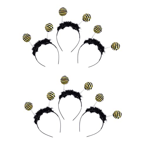 Toyvian 6St Biene Pailletten Stirnband Party-Bopper-Stirnband Bommel-Stirnband Dekor bienen kopfschmuck Bee hair accessory Cosplay-Stirnband für Kinder Biene Haarreifen Plastik Black von Toyvian