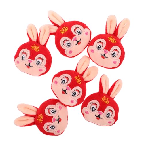 Toyvian 6St Kaninchen-Brosche-Zubehör Anhänger Brosche Sterne-Kopfhörer Schlosstruhe Schatzkiste Plüsch Broschen Kawaii Anstecker Niedliche Plüsch-Kaninchen-Brosche Kawaii-Stifte Baumwolle von Toyvian