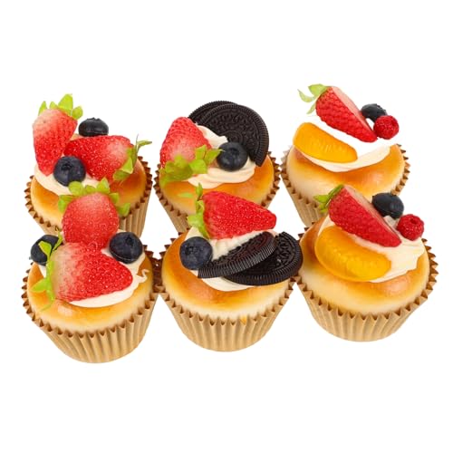 Toyvian 6St Simulation Kuchenmodell Muffins gefälscht Desserts gebacken Fälschung Sammlerstück für Cupcake-Fans Perfekte Ergänzung für Küchendekorationen Hausbedarf zuverlässiger Kuchen Pu von Toyvian