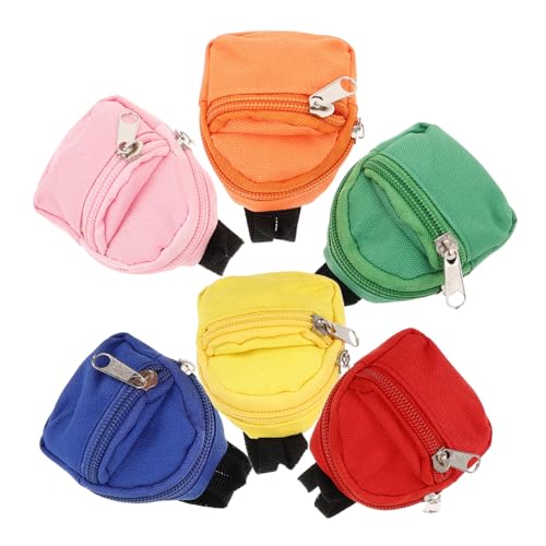 Toyvian 6St kleine Schultasche geldbörse Mini Rucksack Accessoire Miniatur-Puppenrucksack Miniaturpuppen Mini-Haustasche Mini-Spielzeugtasche Polyester von Toyvian