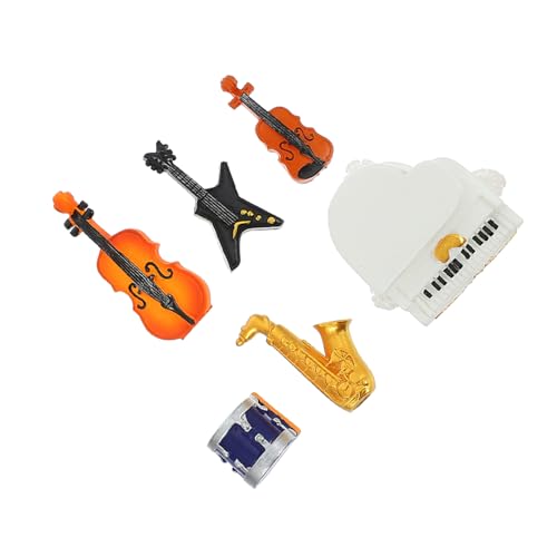 Toyvian 6St simulierte Ornamente für Musikinstrumente Miniatur-Violingitarrenmodell Mini-Piano-Modell Dekoration für Musikzimmer Musikinstrumentenmodell Miniatur-Musikinstrument Harz von Toyvian