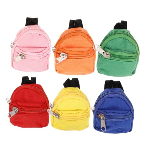 Toyvian 6st Kleine Schultasche Schulbedarf Für Minipuppen Kleine Rucksacktasche Puppe-reißverschluss-Rucksack Mini-puppentasche Puppenhaus-Rucksack Miniatur-puppenrucksack Polyester von Toyvian