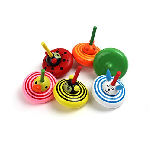 Toyvian 6st Kleines Oberteil Lernspielzeug Kinderspielzeug Kleinkindspielzeug Lustiges Steckspielzeug Tierspielzeug Minispielzeug Für Kinder Spielzeuge Kinder-gyroskop-Spielzeug Bambus von Toyvian