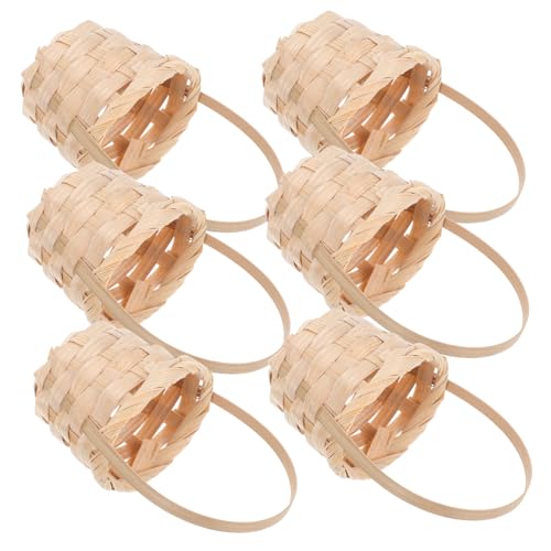 Toyvian 6st Mini Geflochtener Korb Handgeflochtene Körbe Weidenkorb Mit Griff Korb Aus Baumwollseil Geflochtener Einkaufskorb Körbe Mit Griff Süßigkeiten-Snack-Halter Bambus Beige von Toyvian