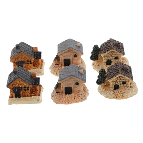 Toyvian 6st Mini-Ornamente Mini-hausverzierung Miniaturhäuser Miniaturfiguren Zubehör Für Mikrolandschaften Miniatur-Dinge Gartenminiaturen Mikro-Mini- Mini-dorfhaus Winziges Harz von Toyvian