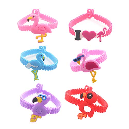 Toyvian 6st Partei Armbänder Stoff Partei-armbänder Party Slap Bands Silikonarmband Bunte Druckknöpfe Partei Armbänder Gefälligkeiten Flamingo-armbänder Einhandzwinge Schmuck Kind Mädchen von Toyvian