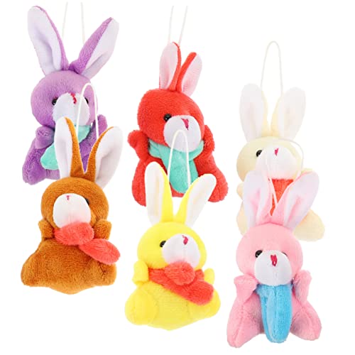 Toyvian 6st Plüsch-Kaninchen-anhänger Kaninchen Schlüsselanhänger Anhänger Cartoon-taschenanhänger Süßer Schlüsselanhänger Tragbarer Stoffhase Gefüllter Schlüsselanhänger Pp Baumwolle von Toyvian