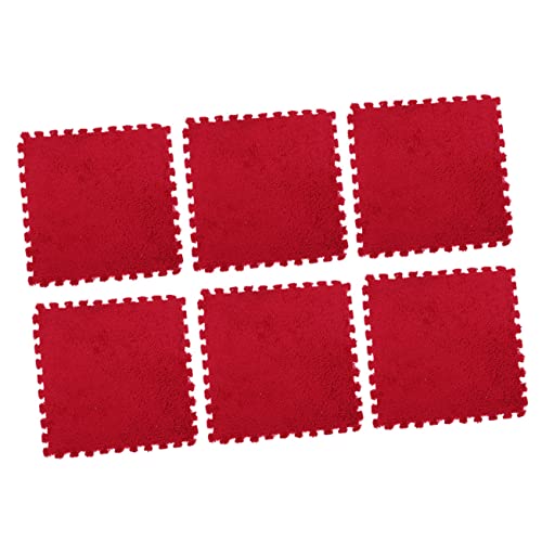 Toyvian 6st Puzzle-Matte Outdoor-teppiche Küchenmatte Bodenbelag Gießen Kreis Bodenmatte Für Den Außenbereich Teppiche Für Wohnzimmer Spielmatte Unterlage Rätsel Quadrate Samt Rot von Toyvian