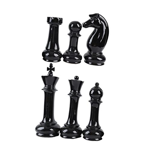 Toyvian 6st Schach Ornamente Schachkönig Ritterstatue Kettendreieck-schachspiel Schachdekor Für Den Haushalt Schwarze Büroeinrichtung Schach Schwarzes Schach Black Keramik von Toyvian