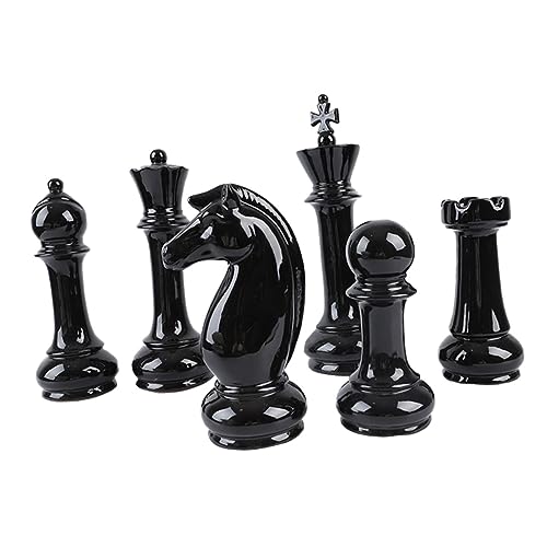 Toyvian 6st Schach Ornamente Schwarzes Schach Kettendreieck-schachspiel Schwarze Büroeinrichtung Geschichte Schach Schach-Timer Schach Schach Wohnkultur Black Keramik von Toyvian