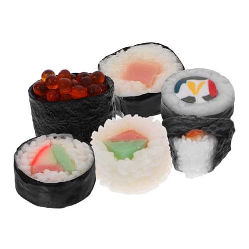 Toyvian 6 Stück Miniatur-Sushi-Modelle Realistische Handwerkskunst PVC-Material Spielzeug-Sushi Für Display Fotografie Heimdekoration Bastel-Requisite von Toyvian