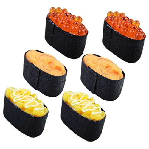 Toyvian 6st Sushi-Simulation Künstliches Sushi Sushi- Aus Kunststoff Künstliches Japanisches Essen Sushi-Modell Simuliertes Sushi- Food-Modell Gefälschtes Sushi PVC von Toyvian