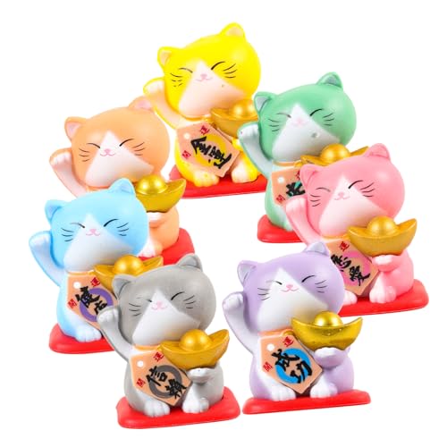 Toyvian 7 Stück Miniatur-glückskatze Katzenminze Katze Kuchen Katzenkunst Kleine Katzenfigur Katzenhöhle Katzenstreu Kräuseln Katze Tipi Katzen-minifiguren Wurf Harz von Toyvian