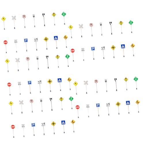 Toyvian 70 STK Zubehör für Mikrolandschaften verkehrsschilder verkehrszeichen Schilder für Sandtisch-Straßensperren Spielset mit Straßenschildern Spielzeuge Kinderspielzeug Verkehrsanzeige von Toyvian
