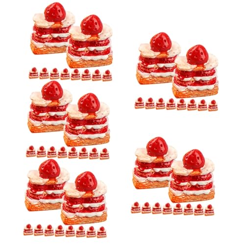 Toyvian 75 Stk Erdbeerkuchenmodell Erdbeer-Kuchen Modell Puppenhaus-Szene künstliche Desserts Miniatur vorgetäuschter Kuchen Mini-Essen Mini- Mini-Hauszubehör Mini-Kuchenmodell von Toyvian