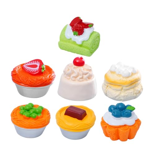 Toyvian 7St Miniaturdesserts puppenhauszubehör Puppenhaus Zubehör Puppenstubenzubehör Kleiner Kuchen künstlicher gefälschter Kuchen Miniaturlebensmittel realistisch simulierter Kuchen Harz von Toyvian