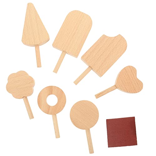 Toyvian 7st Am Stiel Dekoration Aus Holz Vorgeben Eisformen Eisspielzeug Für Figur Moleskin Creme Mini-eistüten Eisdiele Formen Für Am Stiel -pop-Formen Roti von Toyvian