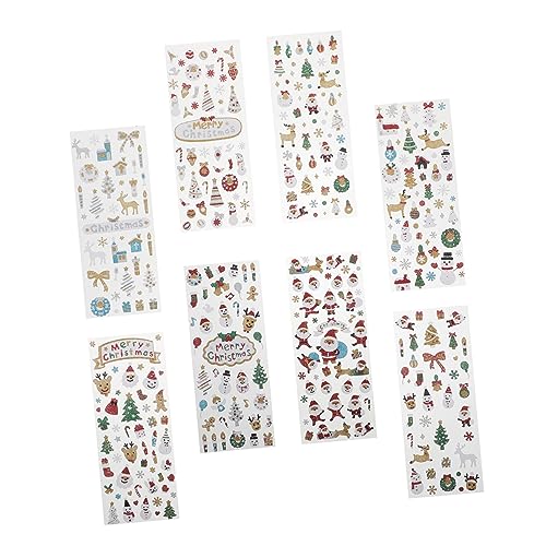 Toyvian 8 Blätter Weihnachtsaufkleber für weihnachtssticker Sticker Weihnachten Selbstklebende Weihnachtsaufkleber Christmas Stickers schöner DIY Aufkleber DIY -Aufkleber PVC von Toyvian