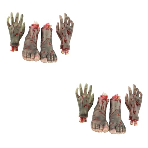 Toyvian 8 STK Menschliche Teile Gruselige Halloween-Requisite Halloween-Horror-Requisiten Halloween-Requisiten Halloween-körperteile Gefälschte Abgetrennte Arme Füße Stütze Hände Stütze von Toyvian