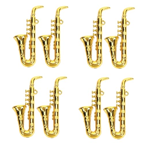 Toyvian 8 STK Mini-Saxophon Miniatur-saxophonmodell Miniaturmöbel Puppenhauszubehör Für Miniaturinstrumente Mini-Musikinstrument Simulierte Saxophonverzierung Hausdekoration Plastik Golden von Toyvian