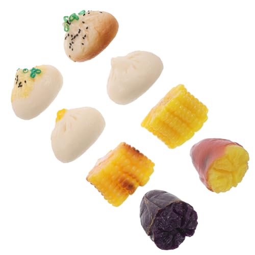 Toyvian 8 STK Simulation Lebensmittelmodell Künstlicher Mais Miniaturen, Figuren, Essen Dim-Sum- Künstlich Gedämpftes Gefülltes Brötchen Gefälschte Süßkartoffeldekoration PVC von Toyvian