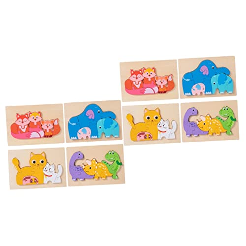 Toyvian 8 Sätze Holzpuzzle Kinder rätsel Kinder Puzzle Lernspielzeug für Kleinkinder Lernspielzeug für Babys Babyspielzeug aus Holz Spielzeuge Tiere Puzzleblöcke Puzzle-Spielzeug hölzern von Toyvian