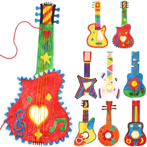 Toyvian 8 Stück DIY-Holzgitarrenausschnitte Für Kinder Holzhandwerk Für Kinder Holzgitarrenausschnitte Für Jungen Und Mädchen Bambusmusikinstrument Zum Bemalen Geeignet Für von Toyvian