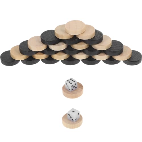 Toyvian Backgammon-Steine ​​Aus Holz 30 Stück Ersatz-Steine ​​Für Brettspielsteine Brettspiel-Tischchips Schachfiguren Aus Holz 19 Mm Backgammon-Steine ​​Mit Würfeln von Toyvian