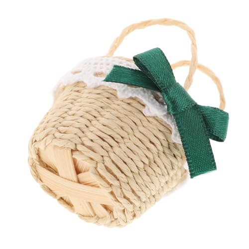 Toyvian Bambuskorb Mini Picknickkorb Mini Weidenkorb Puppenhausmöbel Winzige Korbkörbe Hochzeit Mini Korb Miniatur Weidenkorb Miniaturkorb Zum Basteln Bast von Toyvian