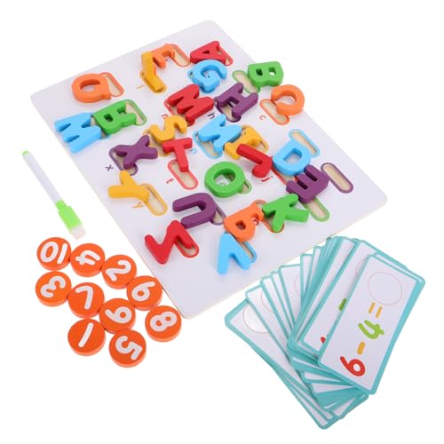 Toyvian Baustein-Puzzle-Spielzeug Kleinkind-Puzzle Buchstabenrätsel Spielspielzeug Für Vorschulkinder ABC-Form-rätsel Spiele Zur Buchstabenerkennung Zahlenform-Puzzle Zahlenrätsel Hölzern von Toyvian