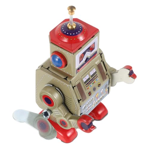 Toyvian Blechroboter Uhrwerk-Sammelfigur Uhrwerk-Trommelroboter-Spielzeug Roboter-Skulptur Tinplate Spielzeug Wind Up Spielzeug Roboterspielzeug aufziehen Roboter aufziehen Weißblech von Toyvian