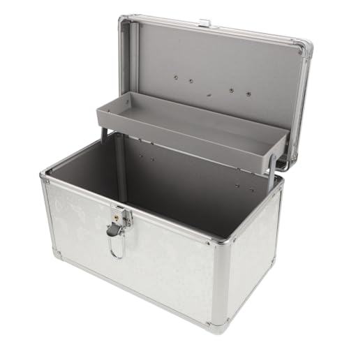 Toyvian Box Aufbewahrungsbox Metall Werkzeugkoffer Werkzeugkoffer Koffergriff Werkzeugkoffer Werkzeug Organizer Metallgriff Werkzeugkoffer Silber von Toyvian