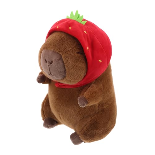 Toyvian Capybara-plüschpuppe Erdbeerplüsch Erdbeerdekor Kirschkissen Capybara-Hausschuhe Capibala-plüsch Capybara Kawaii Anime Plüsch Geldbörse Capybara Stofftier Kurzer Plüsch von Toyvian