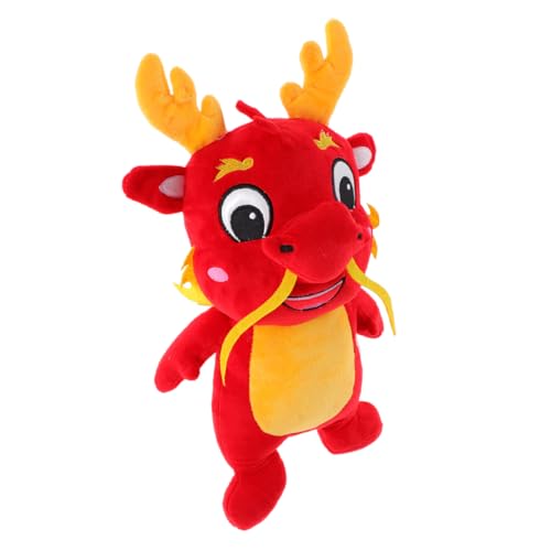 Toyvian Chinesisches Neujahrsmaskottchen Drachen-Maskottchen- Drachenpuppenspielzeug Drachen-kuscheltiere Drache Stoffpuppe Drachenpuppe Plüsch Rot von Toyvian