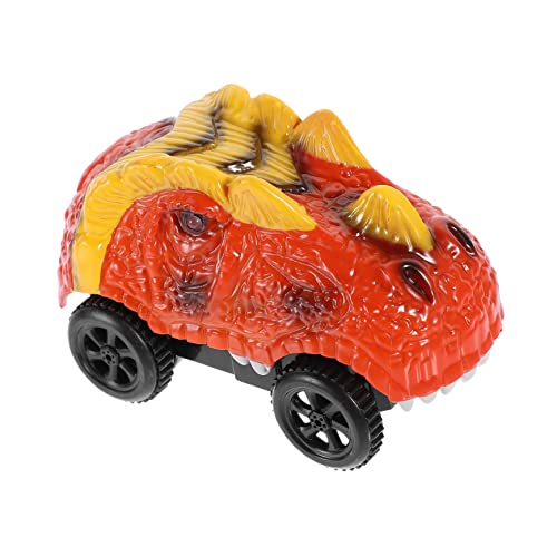 Toyvian Dinosaurier-Auto Dinosaurier ziehen Autos zurück Dinosaurier Rennbahn interaktives puppenwagen Fahrzeug -Rennwagen Abs Orange von Toyvian