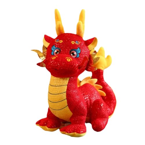 Toyvian Drachen-Kuscheltiere Chinese New Year chinesisch neujahr neujahr Silvester gastgeschenk glucksbringer puppenaugen Kuscheltier Drache Drachen-Neujahrsspielzeug Plüsch rot von Toyvian