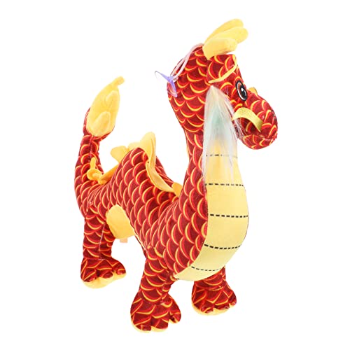 Toyvian Drachen-Neujahrsspielzeug Drachen Kuscheltier wohnungsdeko Plush Toy drachenfiguren neujahrsdeko ausgestopft tragen Drachenspielzeug süße Kuscheltiere Plüsch rot von Toyvian