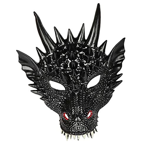 Toyvian Drachenmaske halloween masken halloweenmaske horror masken terrifier mask gruselmasken Drachen Gesichtsmaske Halloween-Drachenkostüm Karnevals-Drachen-Gesichtsmaske Pu Black von Toyvian