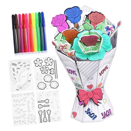 Toyvian Dreidimensionales Papierpuzzle 3D-Puzzles Für Kinder Blumenspielzeug Bauen Baustein-Set Modellbausätze Für Erwachsene Papierrätsel Geschenk Für Mädchen Stapeln Blumendekoration X15 von Toyvian