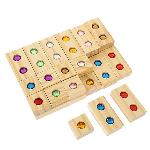 Toyvian Edelstein Bauklötze Set 32 Teile Farbenfrohes Stacking Für Taktiles Lernspielzeug Zur Der Kreativität Und Feinmotorik Holzspielzeug Für Die Frühe Bildung von Toyvian