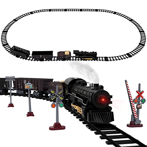 Toyvian Elektrisches Zugset für Kinder,batteriebetriebenes Zugset,elektrische Spielzeugeisenbahn mit Dampflokomotive,Eisenbahnzugset mit Rauchlichtern Geräuschen für Jungen Mädchen,44CNQOHF019359OJGE von Toyvian